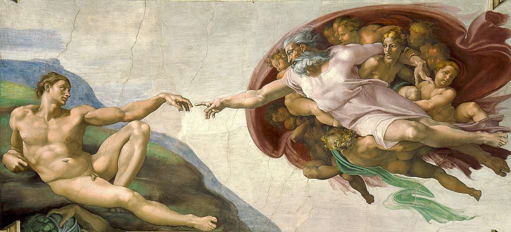Michelangelo, The Creation of Adam, via Wikimedia Commons