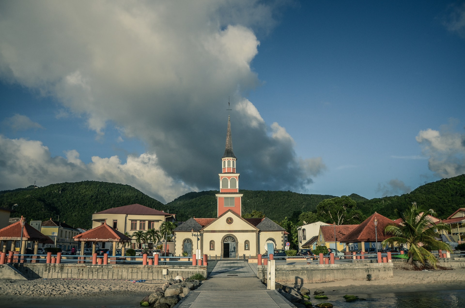 Martinique beach and mountains